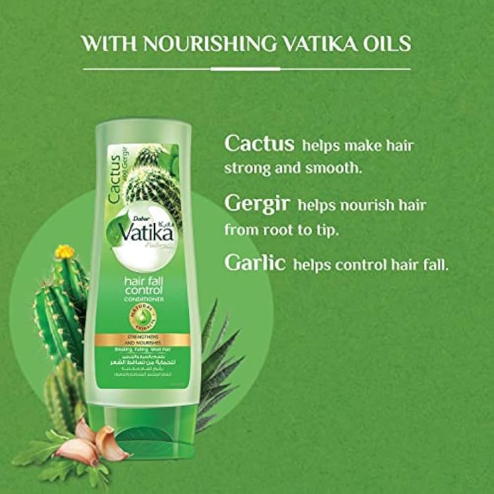 Vatika Naturals Hair Fall Control Conditioner (180mL) | Natural Extract of Cactus and Ghergir | Promotes Strenght and Nourishment | For Dry and Damaged Hair - Image 4